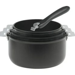 CRISTEL Lot de 3 Casseroles Aluminium avec 1 Poignée Noire Cookway Amovible