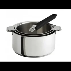 CRISTEL Lot de 3 Casseroles inox avec Poignée Noire Mutine Amovible Outlet