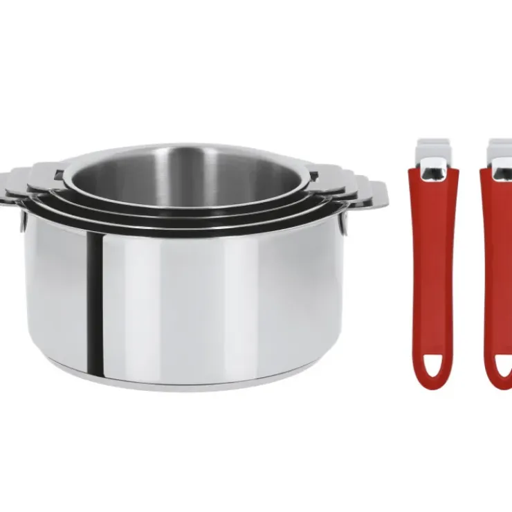 CRISTEL Lot de 4 Casseroles inox avec 2 Poignées Framboise Mutine Amovibles Sale