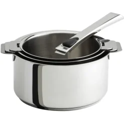 CRISTEL Lot de 3 Casseroles Inox Mutine avec 1 Poignée Amovible Casteline New