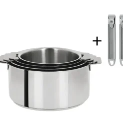CRISTEL Lot de 4 Casseroles inox Mutine avec 2 Poignées Zénith Amovibles New