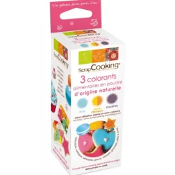 SCRAPCOOKING Lot de 3 Colorants en Poudre Alimentaire Pourpre/Orange/Bleu Clearance