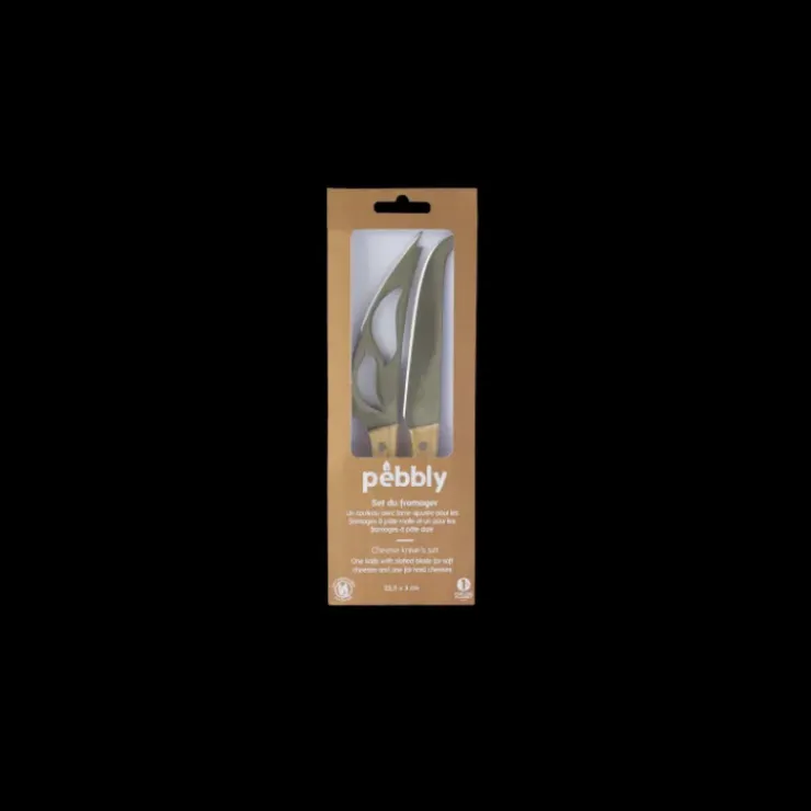 PEBBLY Lot de 2 Couteaux à Fromage en Inox 22 cm Sale
