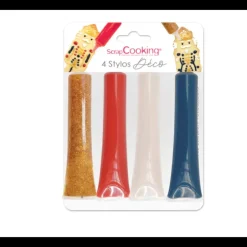 SCRAPCOOKING Lot de 4 Stylos Alimentaires Bleu Rouge Blanc et Doré 25 g Outlet