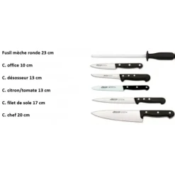 ARCOS Mallette de cuisine 5 couteaux de cuisine et un fusil Universal Noir Online