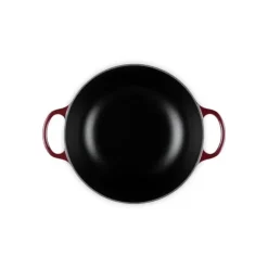 LE CREUSET Marmite en Fonte 26 cm Garnet Bouton Doré Signature Best
