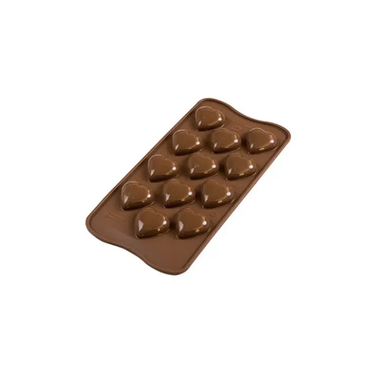 EASY CHOC Moule à Chocolat 12 Cœurs Bombés - Silicone Spécial Chocolat Hot