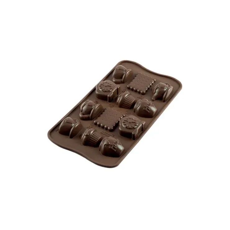 EASY CHOC Moule à Chocolat 12 Sujets Tea Time - Silicone Spécial Chocolat Best