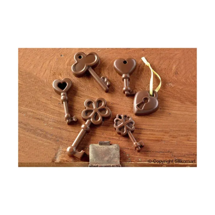 EASY CHOC Moule à Chocolat Clés et Cadenas - Silicone Spécial Chocolat Hot