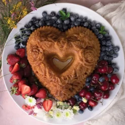 NORDIC WARE Moule à Gâteau Bundt Cœur Floral Toffee New