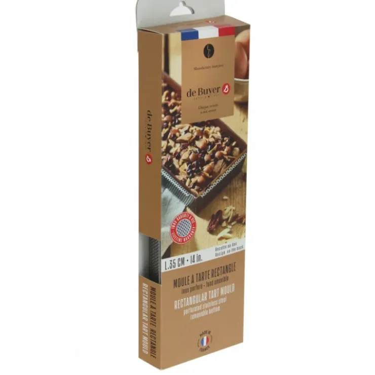 DE BUYER Moule à Tarte Rectangulaire Inox Perforé Amovible 35 x 10 cm x H 3,5 cm Sale
