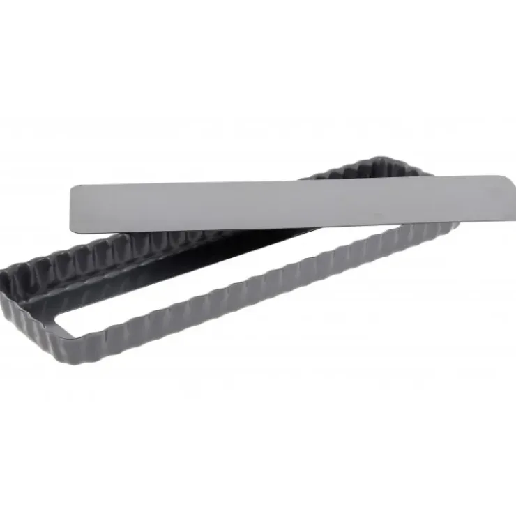 DE BUYER Moule Anti Adhésif Tarte Rectangle Fond Amovible 35,6 x 10,2 cm x H 2,7 cm Clearance