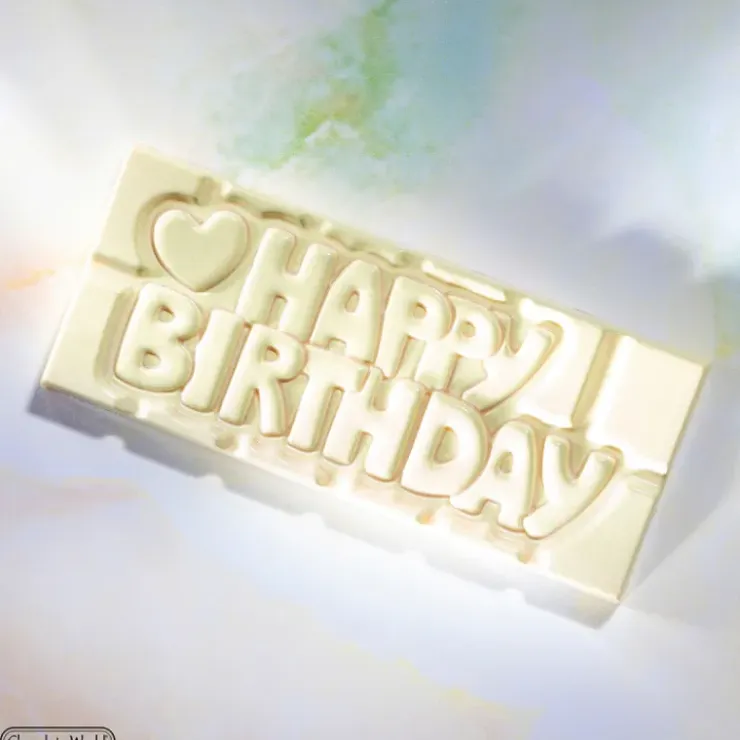 CHOCOLATE WORLD Moule Chocolat Tablette Happy Birthday (x4) New