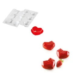 SILIKOMART Moule Silicone 6 Coeurs Origami 82,6 x 74 x h35 mm 110ml Professional Outlet