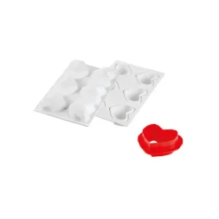 SILIKOMART Moule Silicone 6 Coeurs Origami 82,6 x 74 x h35 mm 110ml Professional Outlet