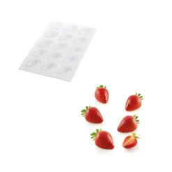 SILIKOMART Moule Silicone 15 Mini Fraises 48 x 37 x H33 mm 30ml Professional Discount