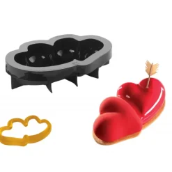 PAVONI Moule Silicone Coeur Double 25 x 14 cm x H 6 cm Hot
