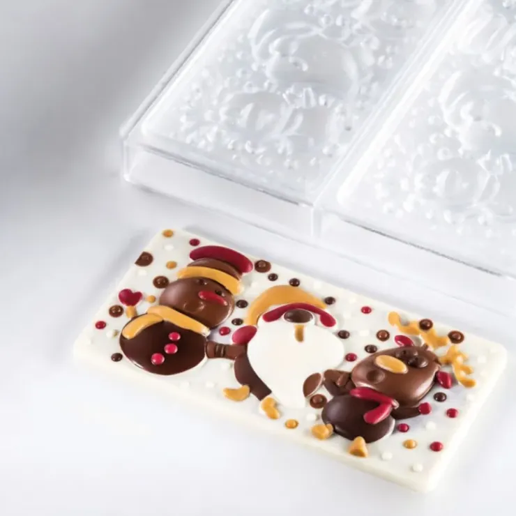 PAVONI Moule Tablette Chocolat Père Noël, Renne et Bonhomme de Neige 15,4 x 7,7 cm Outlet