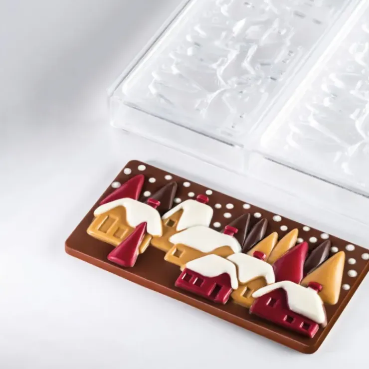 PAVONI Moule Tablette Chocolat Village De Noël 15,4 x 7,7 Clearance