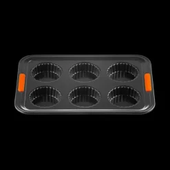 LE CREUSET Moule Tartelettes Anti-Adhésif 6 Empreintes 38,7 x 26,9 cm Hot