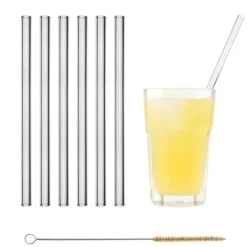 CUISINEADDICT Paille Réutilisable en Verre 23cm droite x6 HALM Best