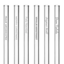 CUISINEADDICT Paille Réutilisable en Verre Joyeux Noël 20cm droite x6 HALM Best