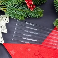 CUISINEADDICT Paille Réutilisable en Verre Joyeux Noël 20cm droite x6 HALM Best