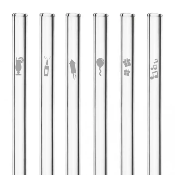 CUISINEADDICT Paille Réutilisable en Verre Fêtes 20cm droite x6 HALM Clearance