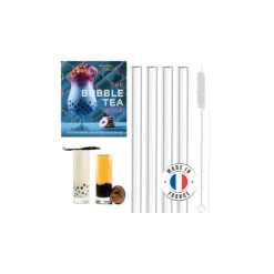 ALLA FRANCE Pailles en Verre RéutilisablesBubble Tea (x4) Best