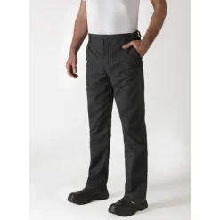 ROBUR Pantalon de Cuisine Mixte Rayé Noir/Blanc TIMEO T.44 Clearance