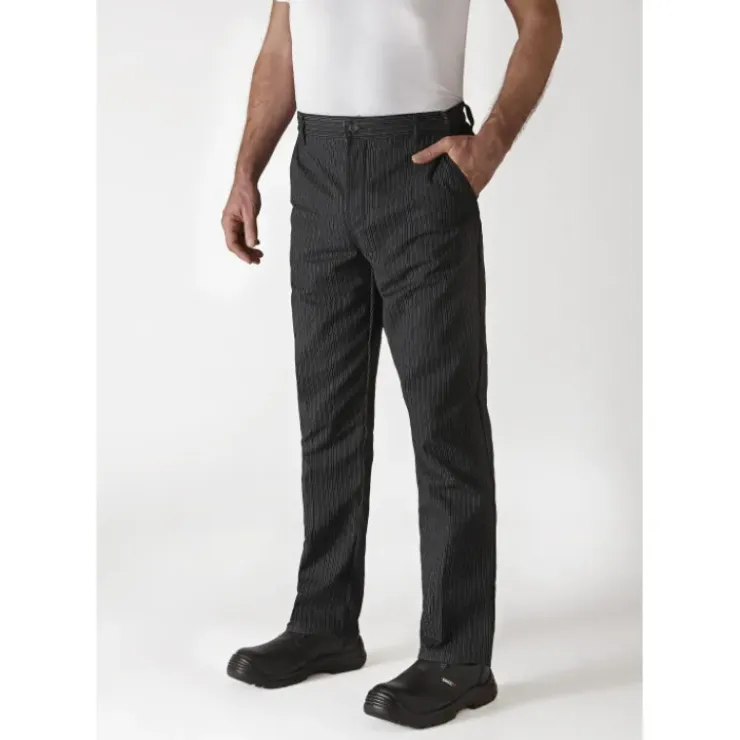 ROBUR Pantalon de Cuisine Mixte Rayé Noir/Blanc TIMEO T.40