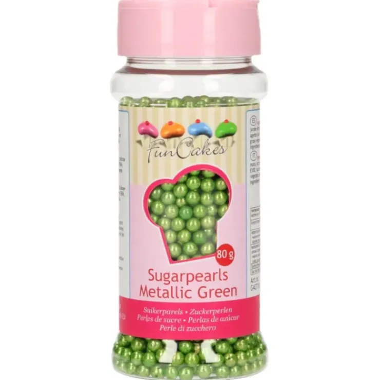 FUNCAKES Perles de sucre Vert Métallique 80 g Outlet
