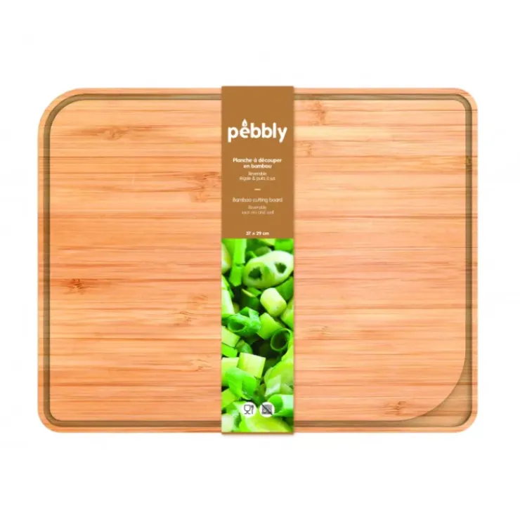 PEBBLY Planche à Découper Bambou avec Rigole 37 x 29 cm Hot