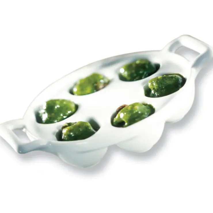 REVOL Plat à Escargots Blanc 6 trous Belle Cuisine Discount