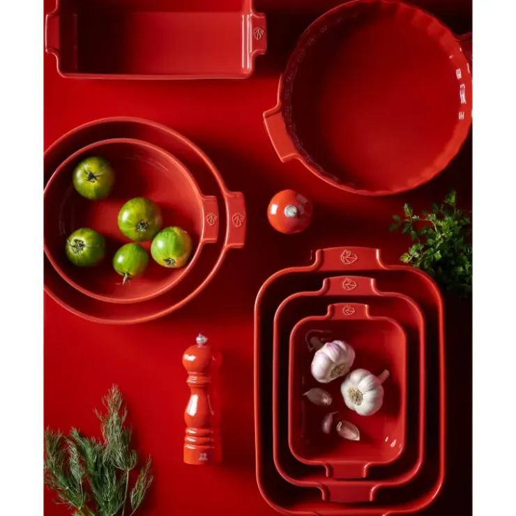 PEUGEOT Plat à Four Carré en Céramique Appolia 36 cm Rouge Hot