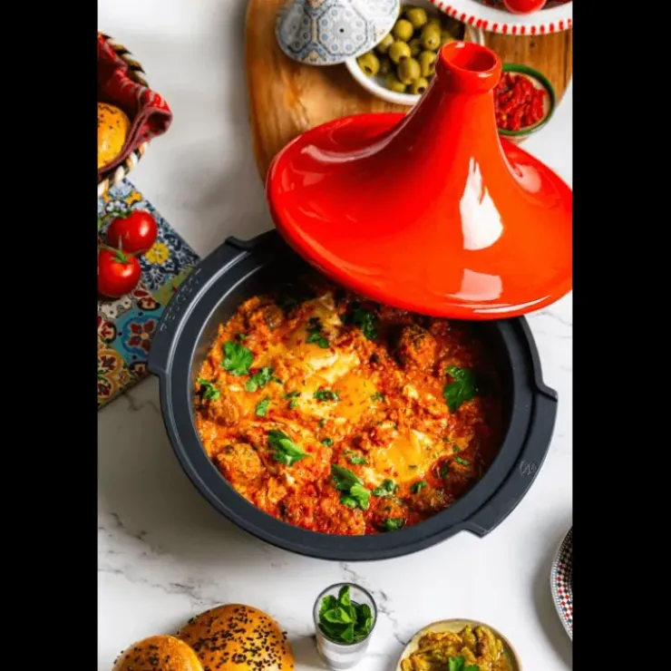 PEUGEOT Plat à Tajine en Aluminium Revêtement Céramique 30 cm Rouge