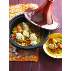 LE CREUSET Plat à Tajine en Fonte 31 cm Cerise Discount
