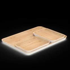 PEBBLY Plateau de Service en Bambou Crème 40 x 30 cm