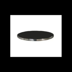 TOPALIT Plateau de Table Ø60 cm Noir Cerclage Inox Cerclé Clearance