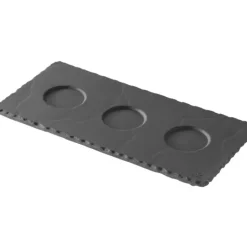 REVOL Plateau Rectangulaire 3 encoches Ardoise 25 x 12 cm Basalt Best