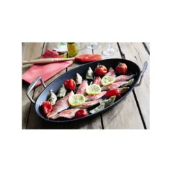 LE CREUSET Poêle à Poisson Ovale 25,5x40 cm Anti-Adhérente Les Forgées Best