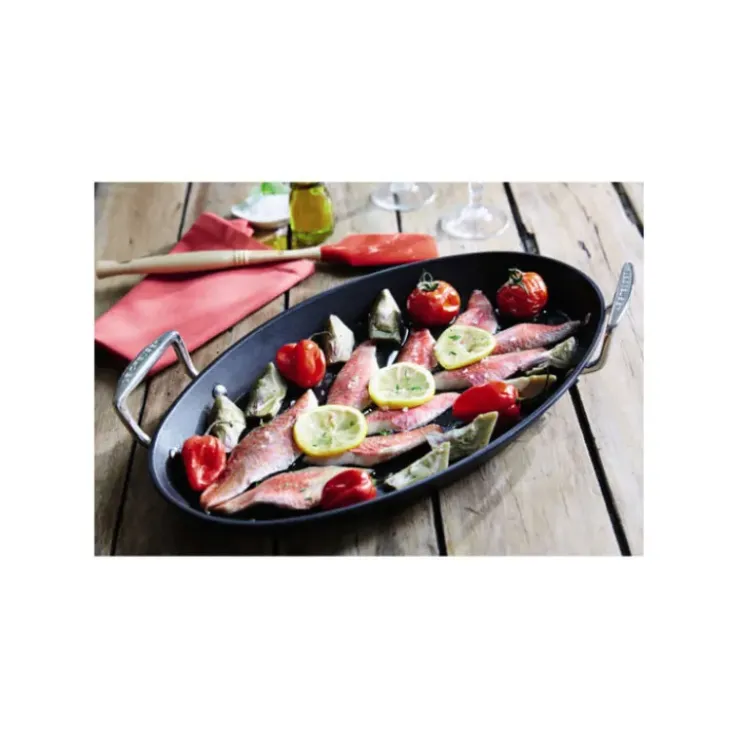 LE CREUSET Poêle à Poisson Ovale 25,5x40 cm Anti-Adhérente Les Forgées Best