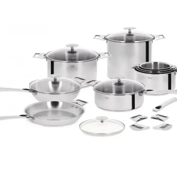 CRISTEL Poêle Casteline Ø 24 cm Manche Amovible Anti-Adhésive Inox