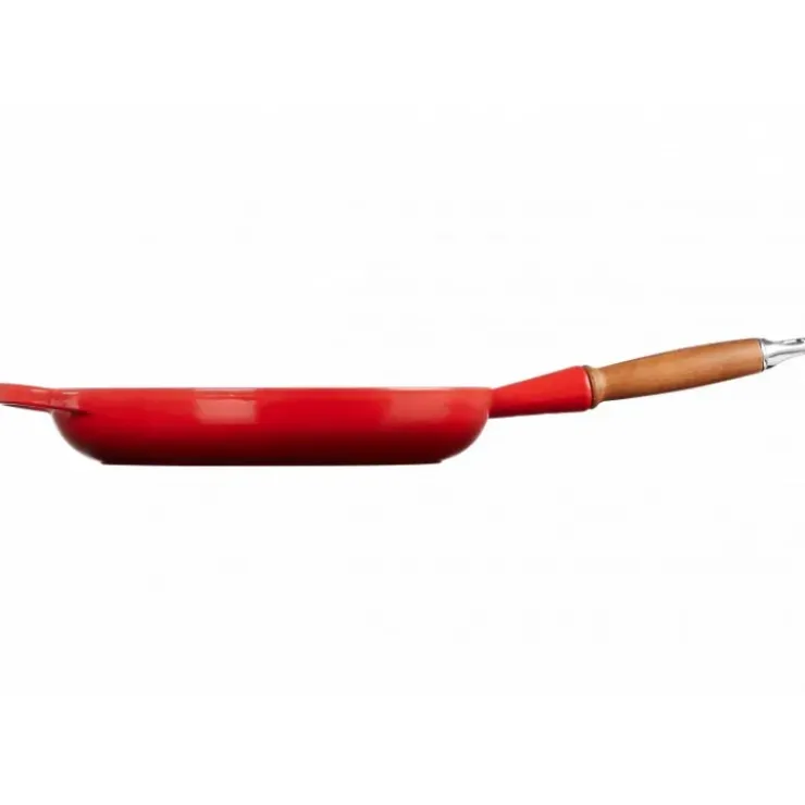 LE CREUSET Poêle en Fonte 28 cm Cerise avec Manche en Bois Signature New