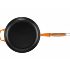 LE CREUSET Poêle en Fonte 28 cm Volcanique avec Manche en Bois Signature Discount