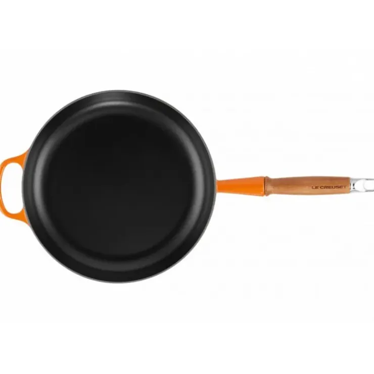 LE CREUSET Poêle en Fonte 28 cm Volcanique avec Manche en Bois Signature Discount