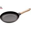 STAUB Poêle en Fonte Noir 26 cm Manche Bois