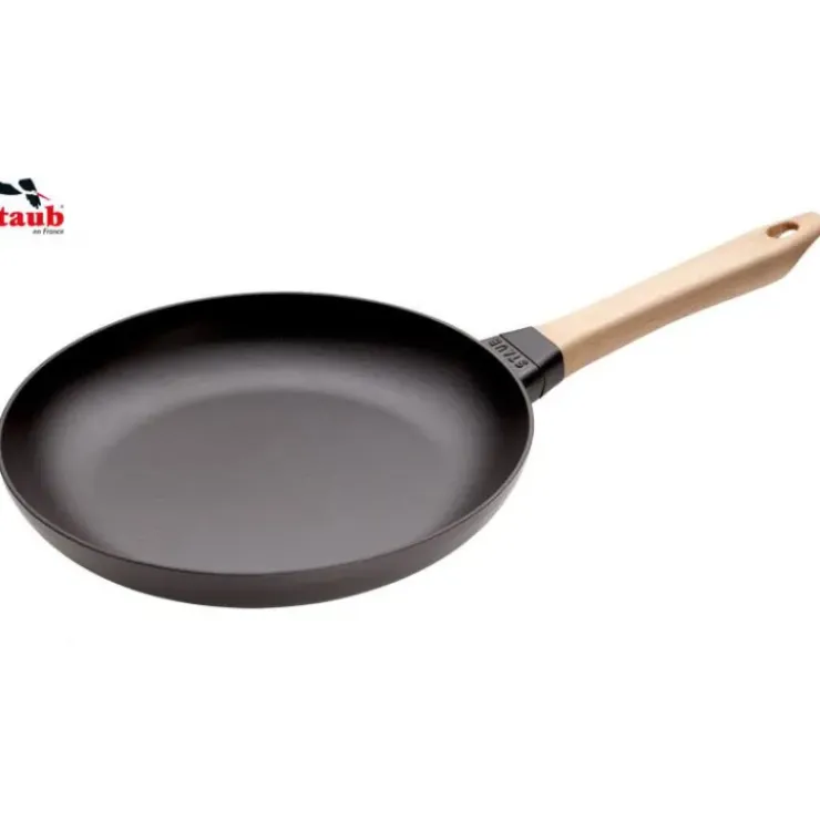 STAUB Poêle en Fonte Noir 28 cm Manche Bois Outlet