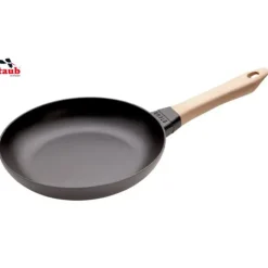 STAUB Poêle en Fonte Noir 24 cm Manche Bois New