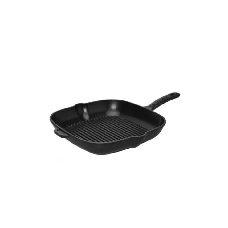 CHASSEUR Poêle-gril en Fonte carré 20 cm Noir Mat Clearance